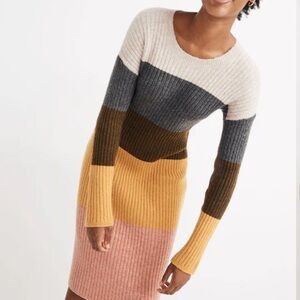 Madewell Colorblock Midi Sweater Dress in Coziest Yarn Size L